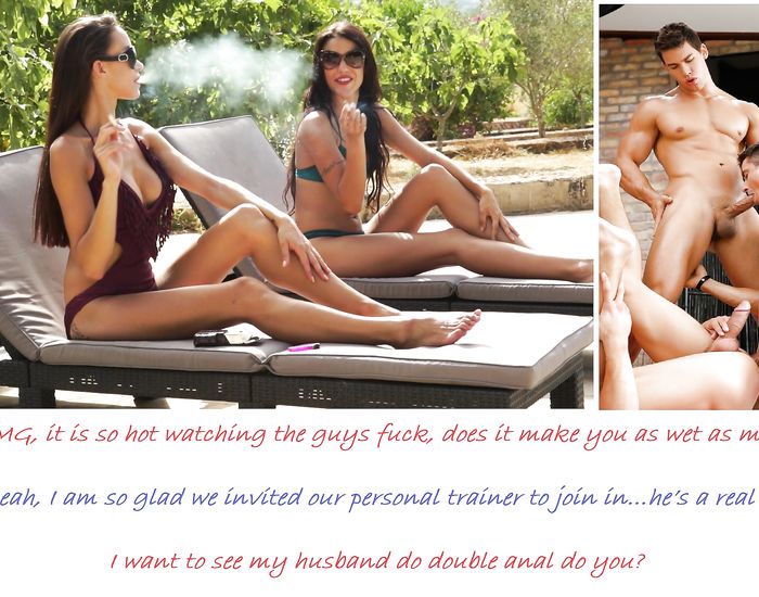 Gay sex encouragement captions with hot babes