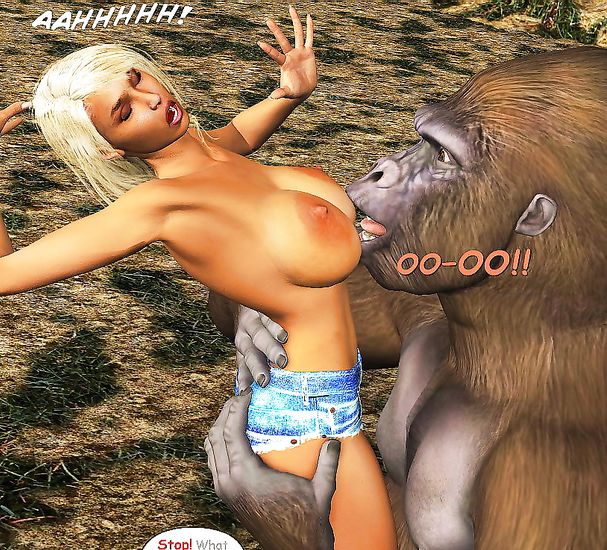 White whore fucks a literal ape in this taboo cartoon story