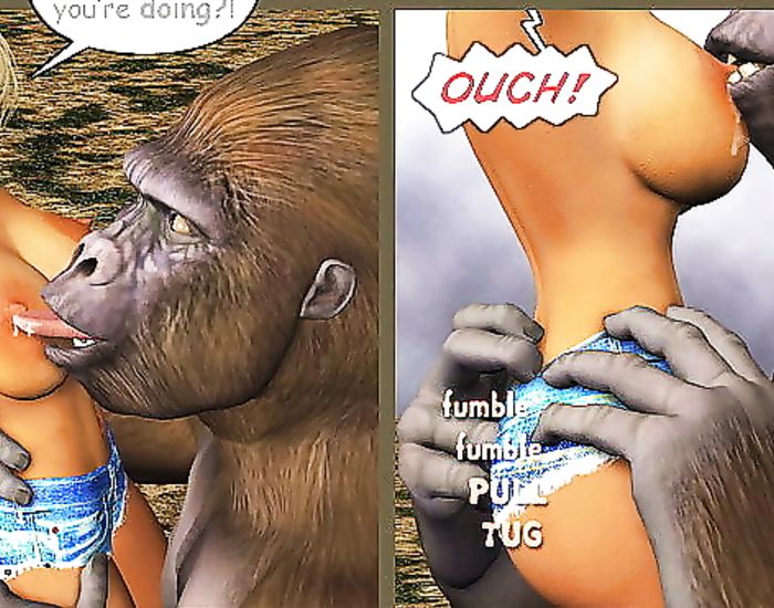 White whore fucks a literal ape in this taboo cartoon story
