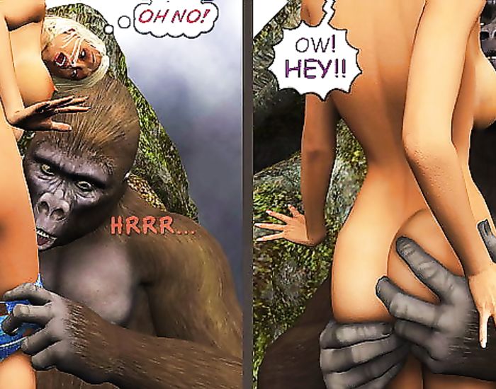 White whore fucks a literal ape in this taboo cartoon story