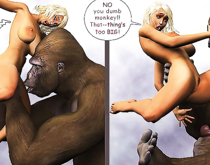 White whore fucks a literal ape in this taboo cartoon story