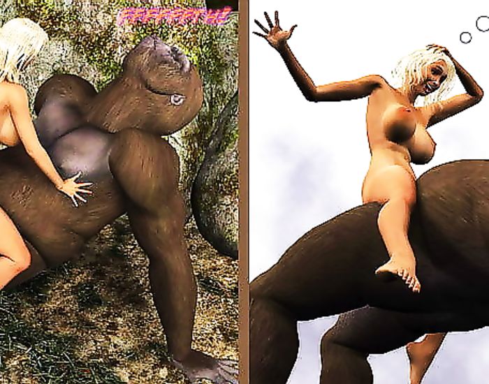White whore fucks a literal ape in this taboo cartoon story
