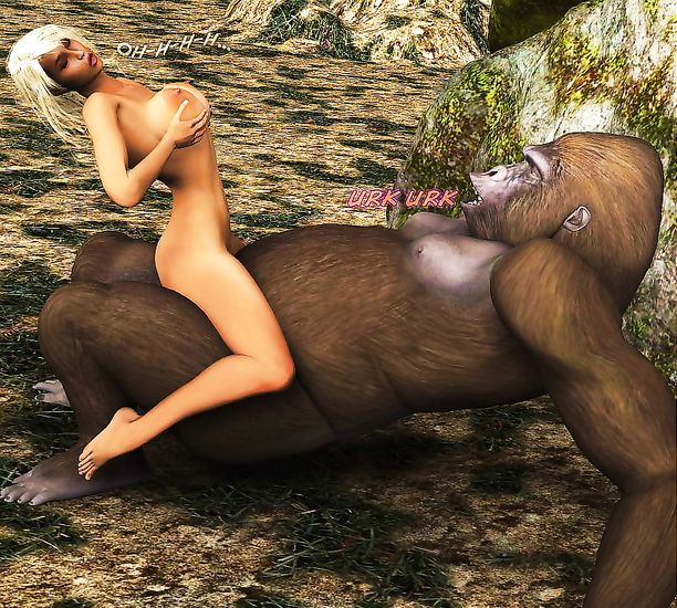 White whore fucks a literal ape in this taboo cartoon story